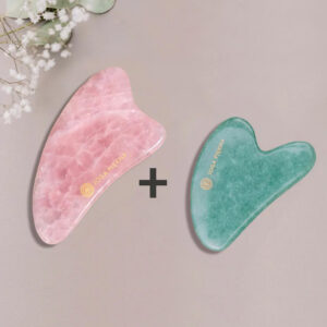 Zestaw Gua-Sha: duży kwarc różowy + szlachetny awenturyn