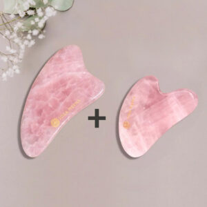 Zestaw Gua-Sha: duży kwarc różowy + mały kwarc różowy
