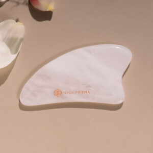 Duży masażer Gua-Sha z różowego kwarcu