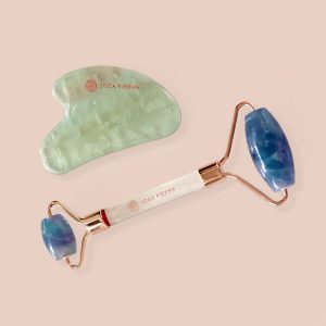 Zestaw do masażu: wałek + Gua-Sha • fluoryt