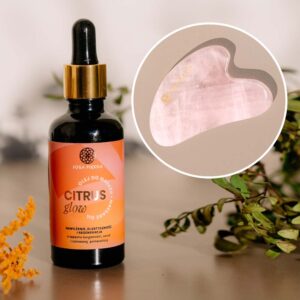 Zestaw: Olejek Citrus Glow i kamień Gua Sha Joga Piękna